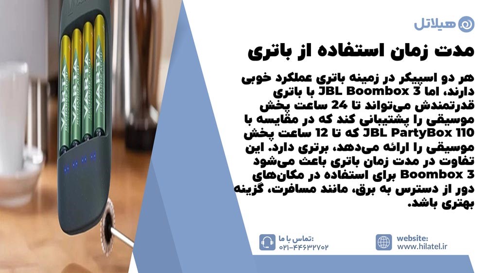 مدت زمان استفاده از باتری